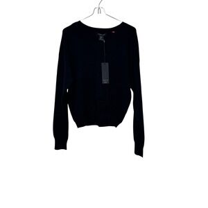 Rachel Zoe Women's‎ Sweater Long Sleeve Cropped Knit Pullover Black Large NWT